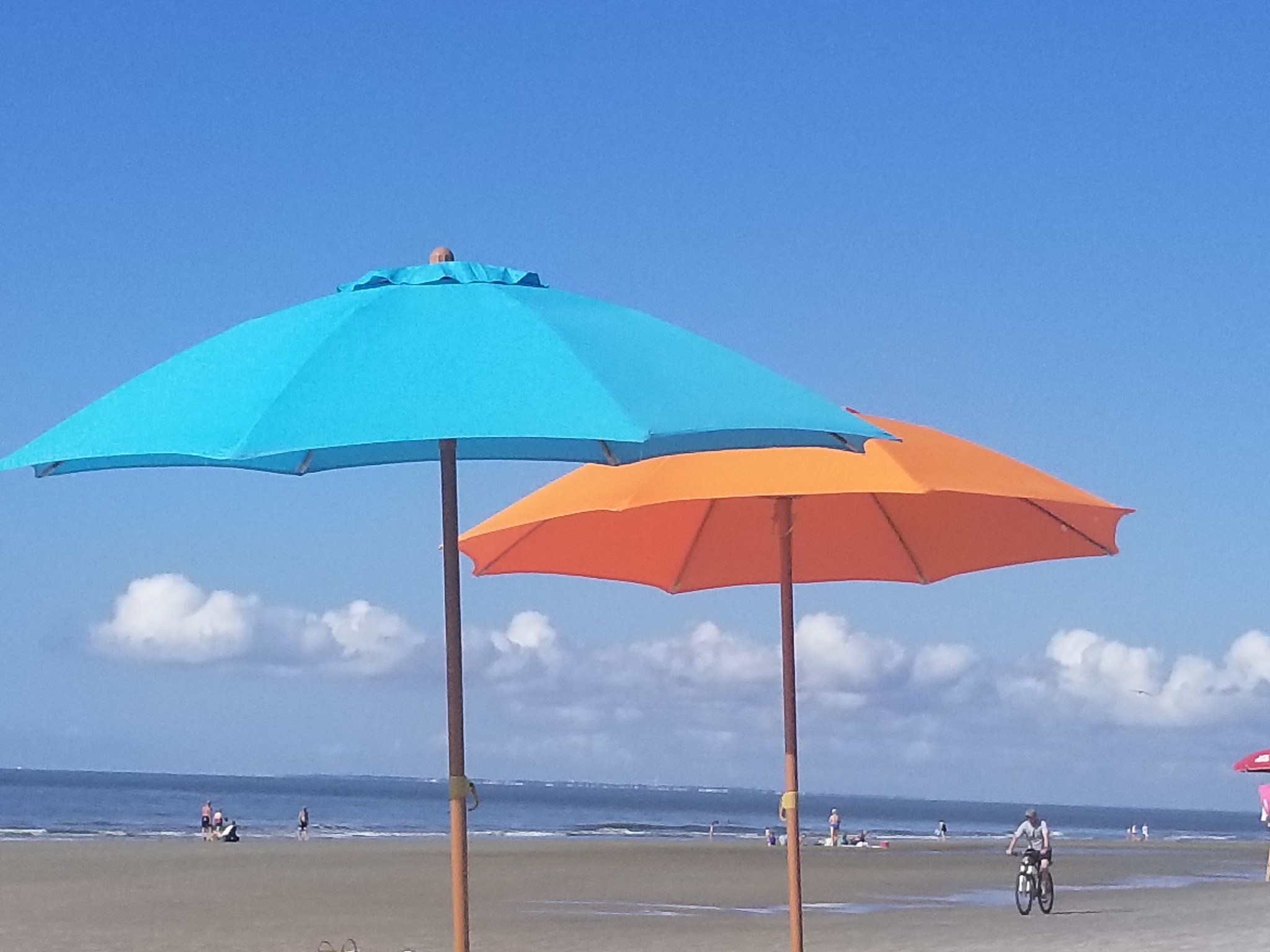 Colorful umbrellas on a sunny beach