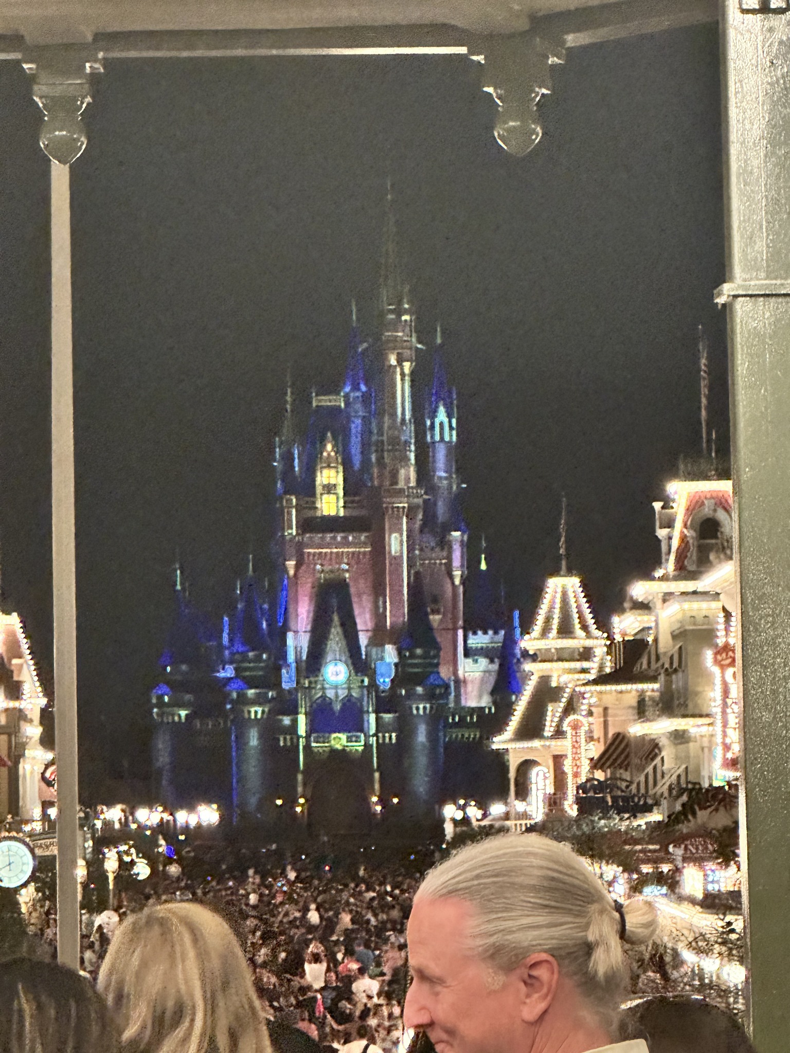 Illuminated theme park at night