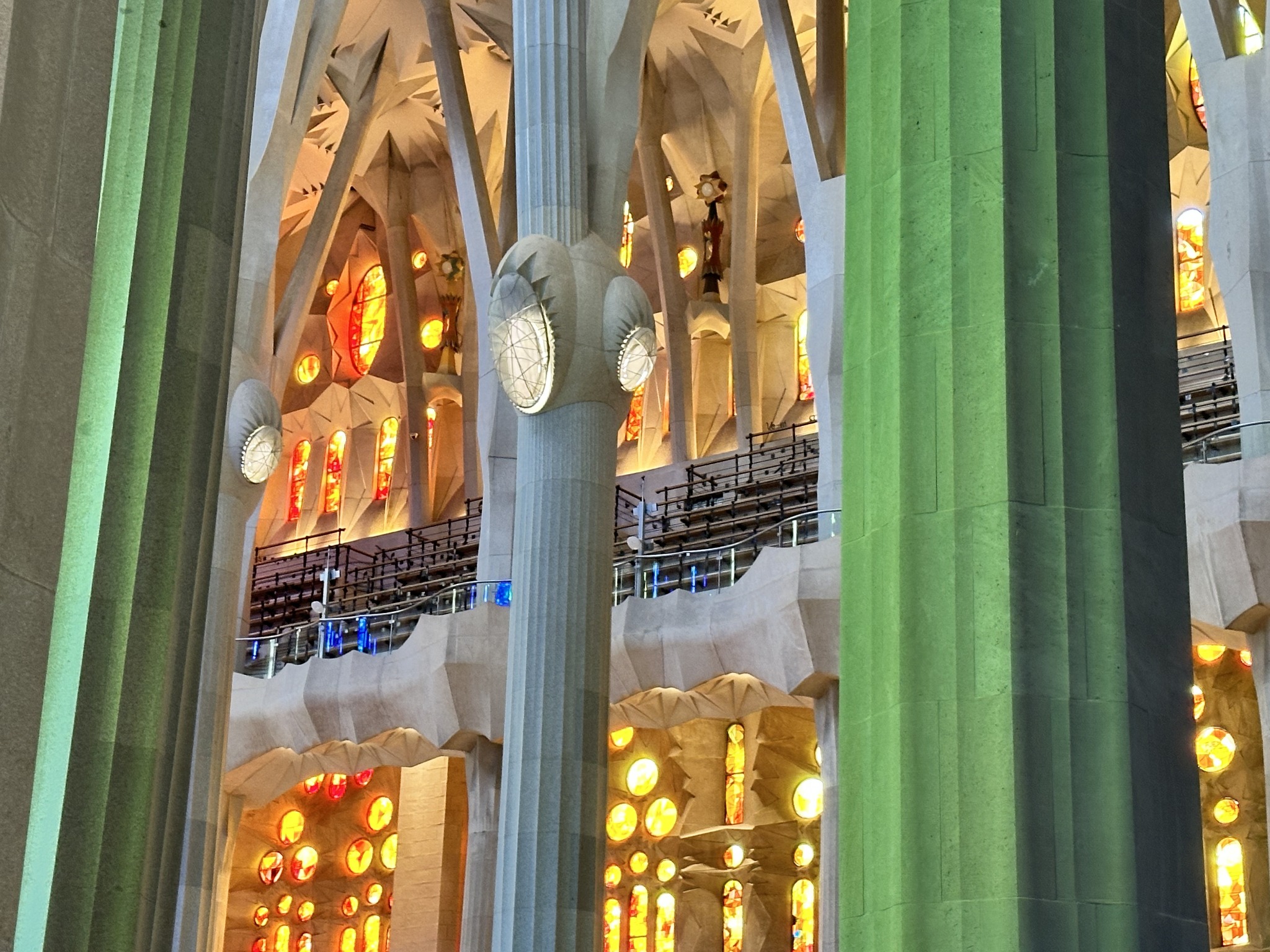 Sunlight and color illuminating the interior of La Sagrada Família